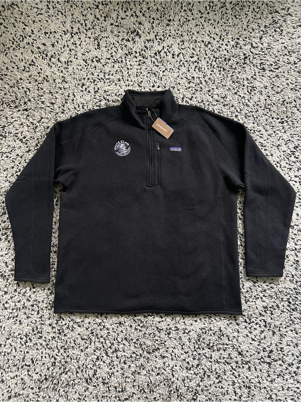 Patagonia Better Sweater 1/4 Zip Black White Claw Seltzer Logo Men’s XXL